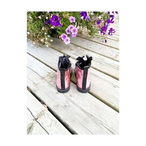 George Pink Black Moto Boots Metallic Sparkle Hologram Sz 6 Youth - Picture 3 of 8